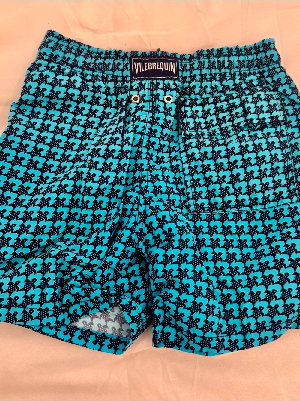 Vilebrequin Boys' Turquoise & Black Patterned Swim Trunks